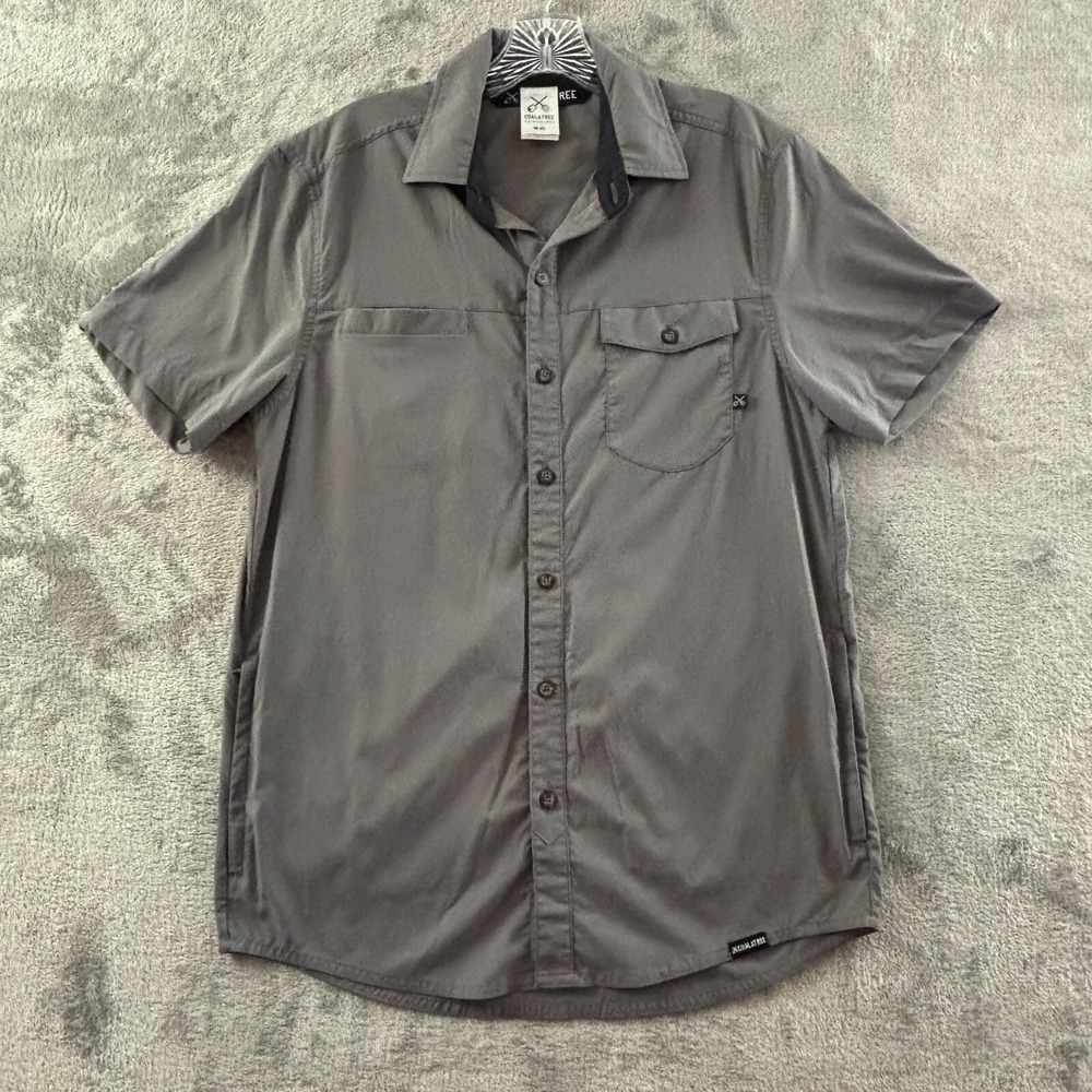CoalaTree Switchback Shirt Mens XL Gray‎ Short Sleeve Button Pockets Packable